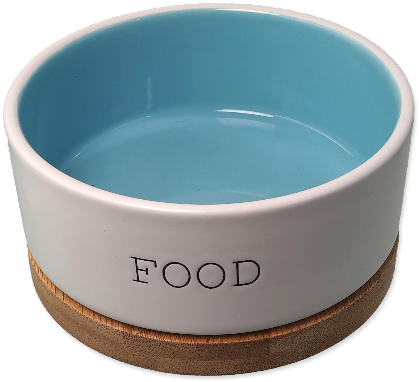 Dog Fantasy Keramická miska na krmivo biela/modrá s podložkou 400 ml