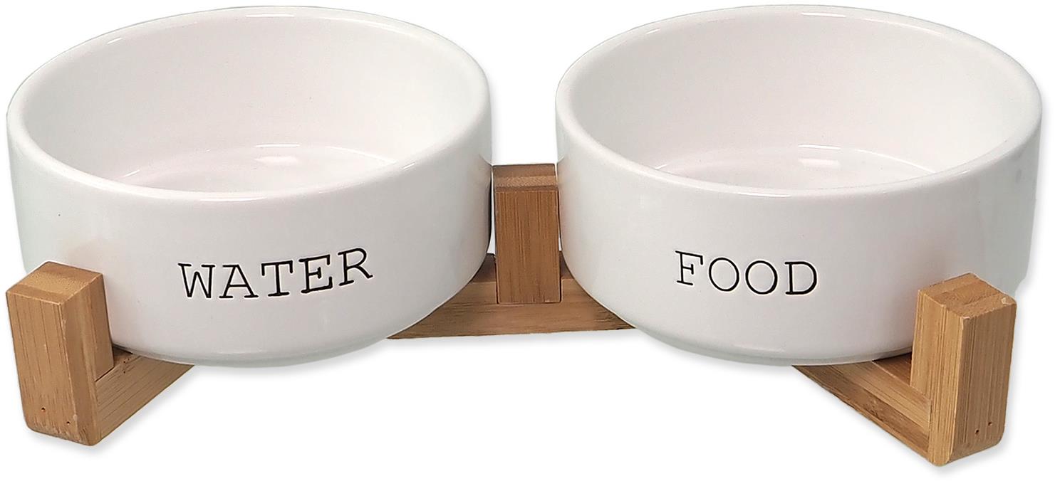 Dog Fantasy Sada misiek so stojanom, biele 850 ml