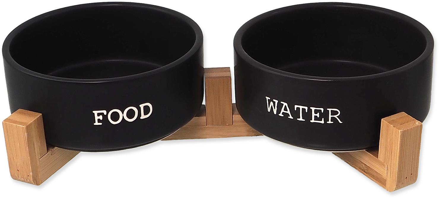 Dog Fantasy Sada misiek so stojanom, čierne 400 ml