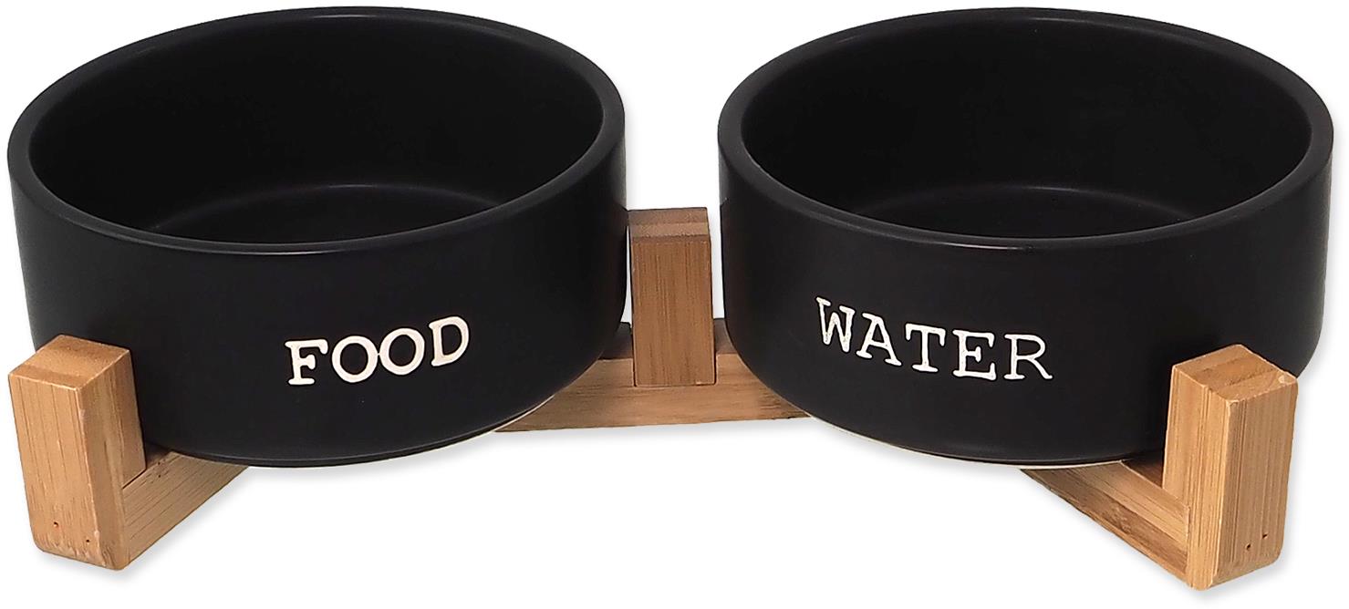 Dog Fantasy Sada misiek so stojanom, čierne 850 ml