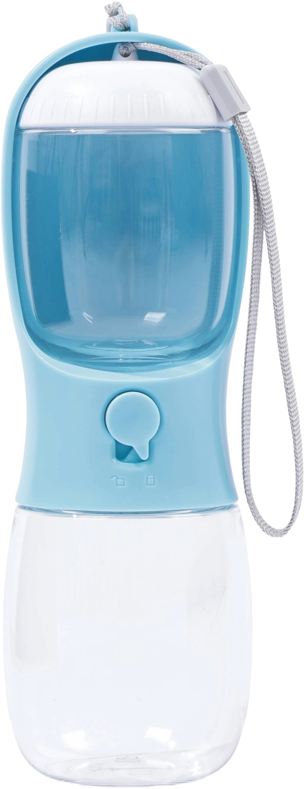 M-Pets ON THE ROAD Cestovná fľaša na vodu a krmivo 2 v 1 300 ml modrá