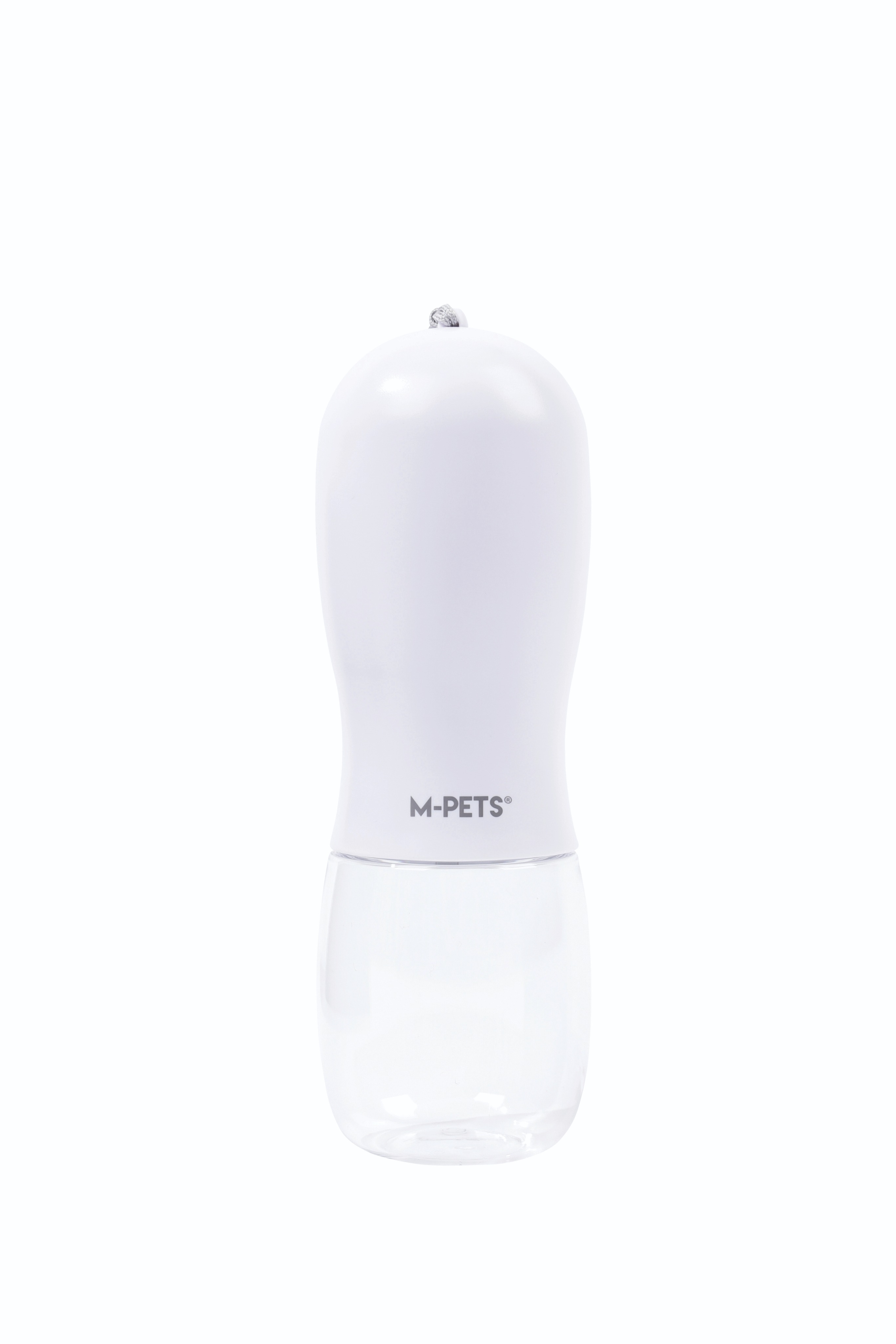 M-Pets ON THE ROAD Cestovná fľaša na vodu a krmivo 2 v 1 300 ml biela
