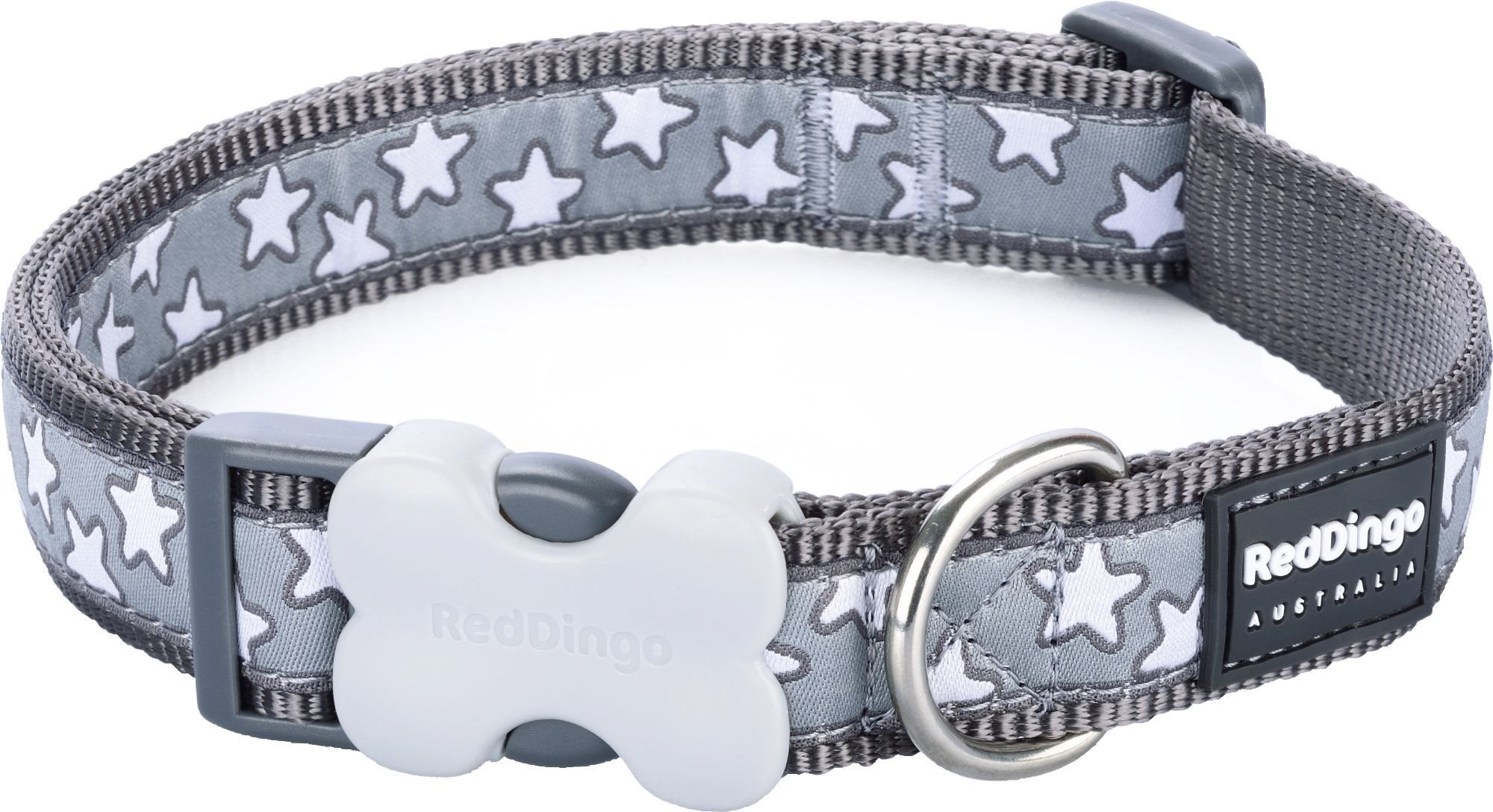 Red Dingo Stars White on Grey 15 mm × 24 – 37 cm