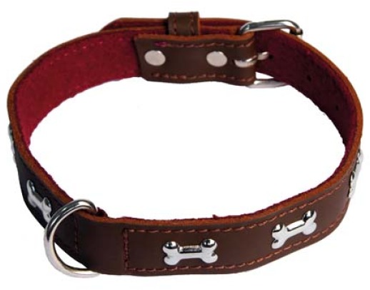 Cobbys Pet Obojok z originálnej kože zdobený kockami hnedý 35 cm × 2,5 cm