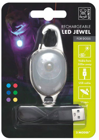 M-Pets LED nabíjacie svetielko na obojok – biele