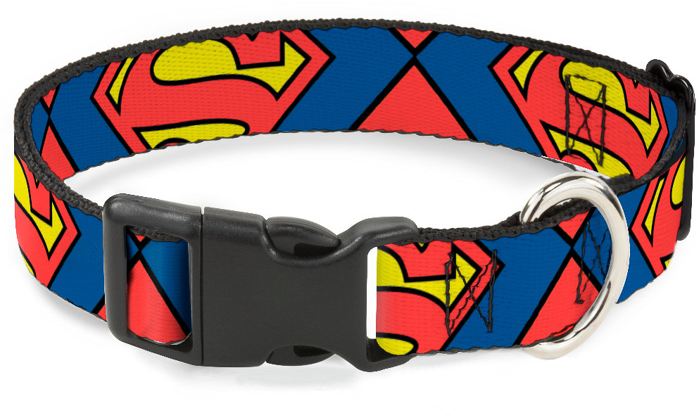 Buckle-down Odolný obojok pre psa s plastovou sponou, regular, veľkosť M, Superman