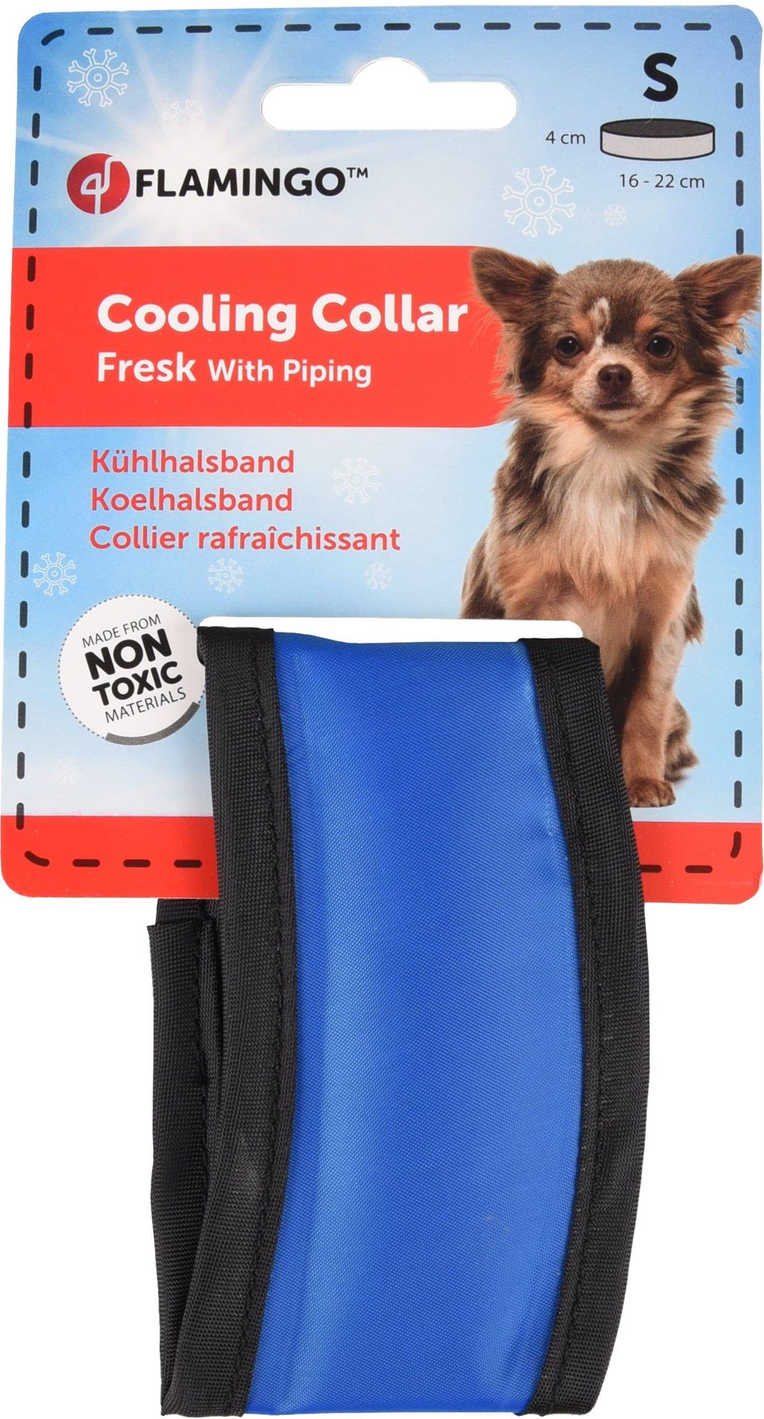 Flamingo Chladiaci obojok pre psov modro-čierny S 16 – 22 cm