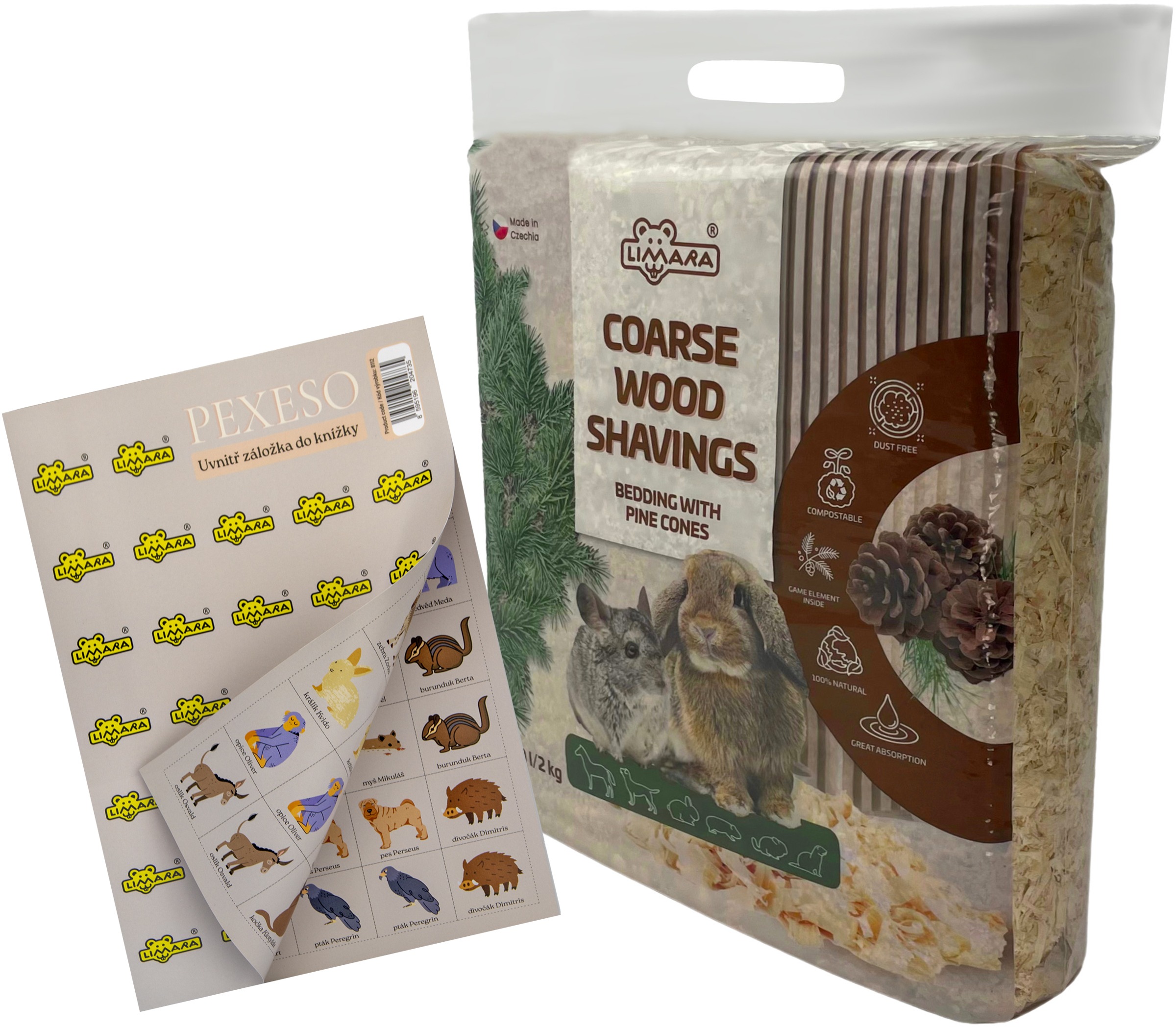 Limara Hrubá hoblinová podstielka 50 l/2 kg so šiškami + pexeso