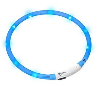 Karlie-Flamingo LED svetelný obojok modrý obvod 20 – 75 cm