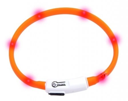 Karlie-Flamingo LED svetelný obojok oranžový obvod 20 – 75 cm
