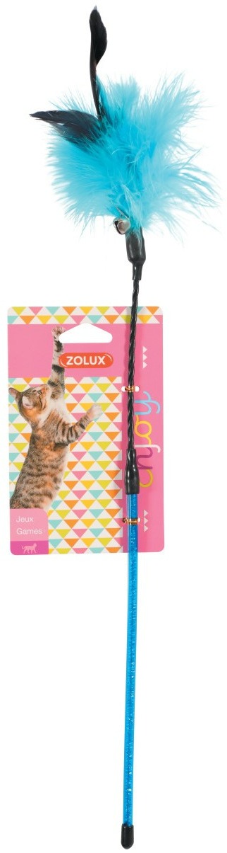 Zolux Hračka pre mačku udica s perím a rolničkou mix farieb