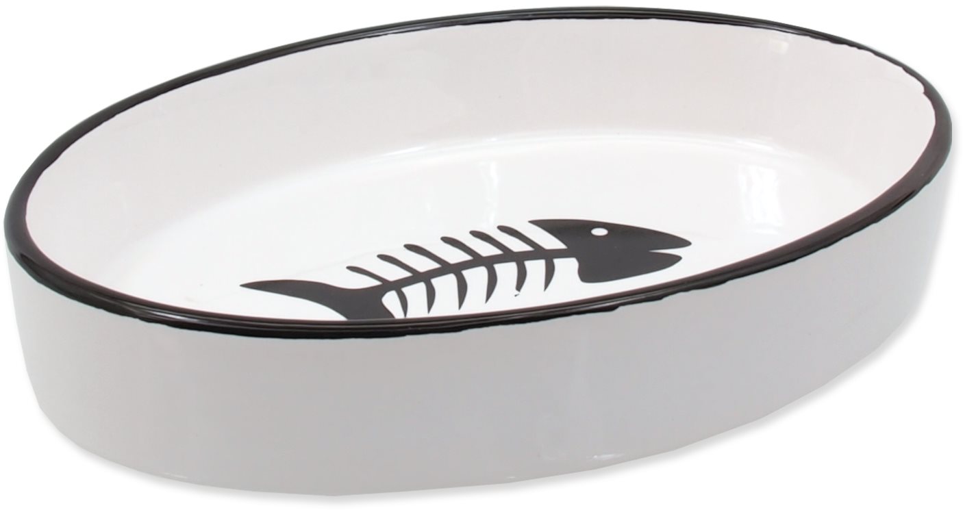 MAGIC CAT Miska keramická ovál s rybkou 16 × 11 × 3 cm