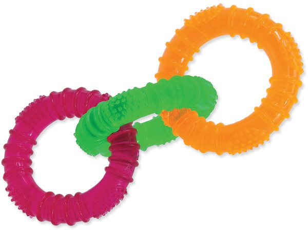 DOG FANTASY hračka 3 kruhy guma farebná 16 cm