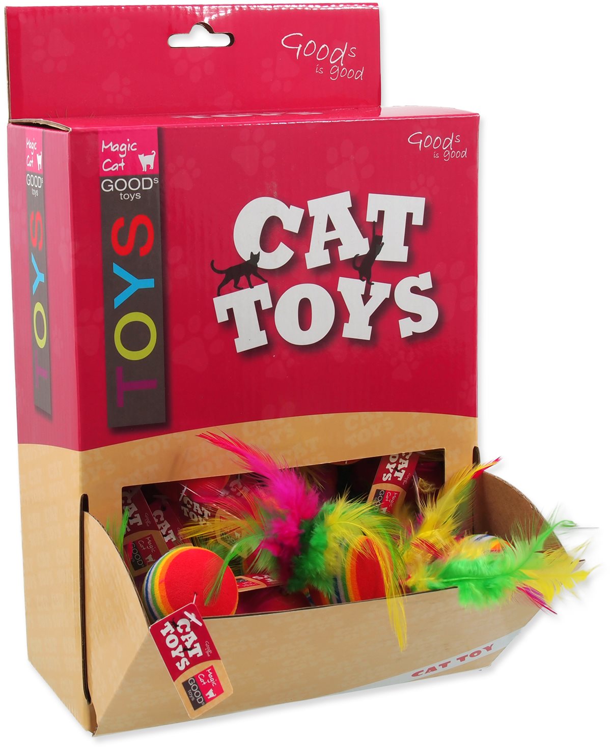 MAGIC CAT Hračka loptička s pierkami 3,8 cm 60 ks