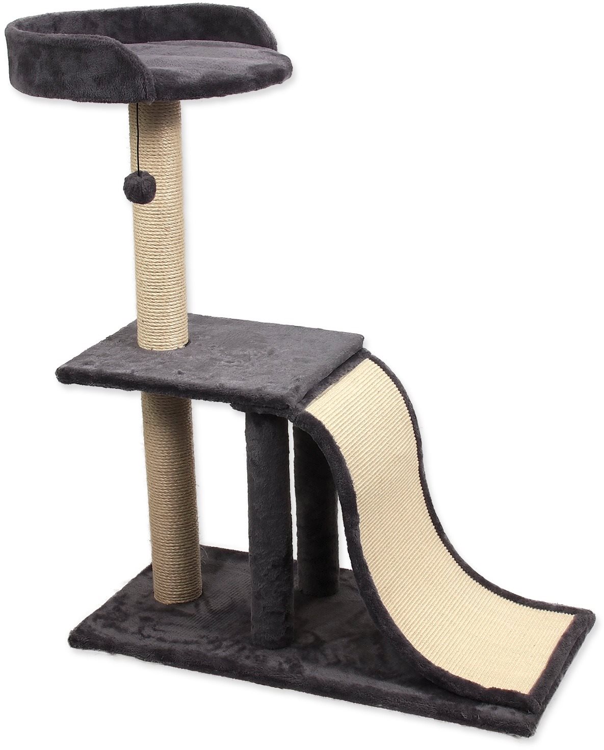 Magic Cat Odpočívadlo MC Diana 80 × 45 × 103 cm s hračkou sivé