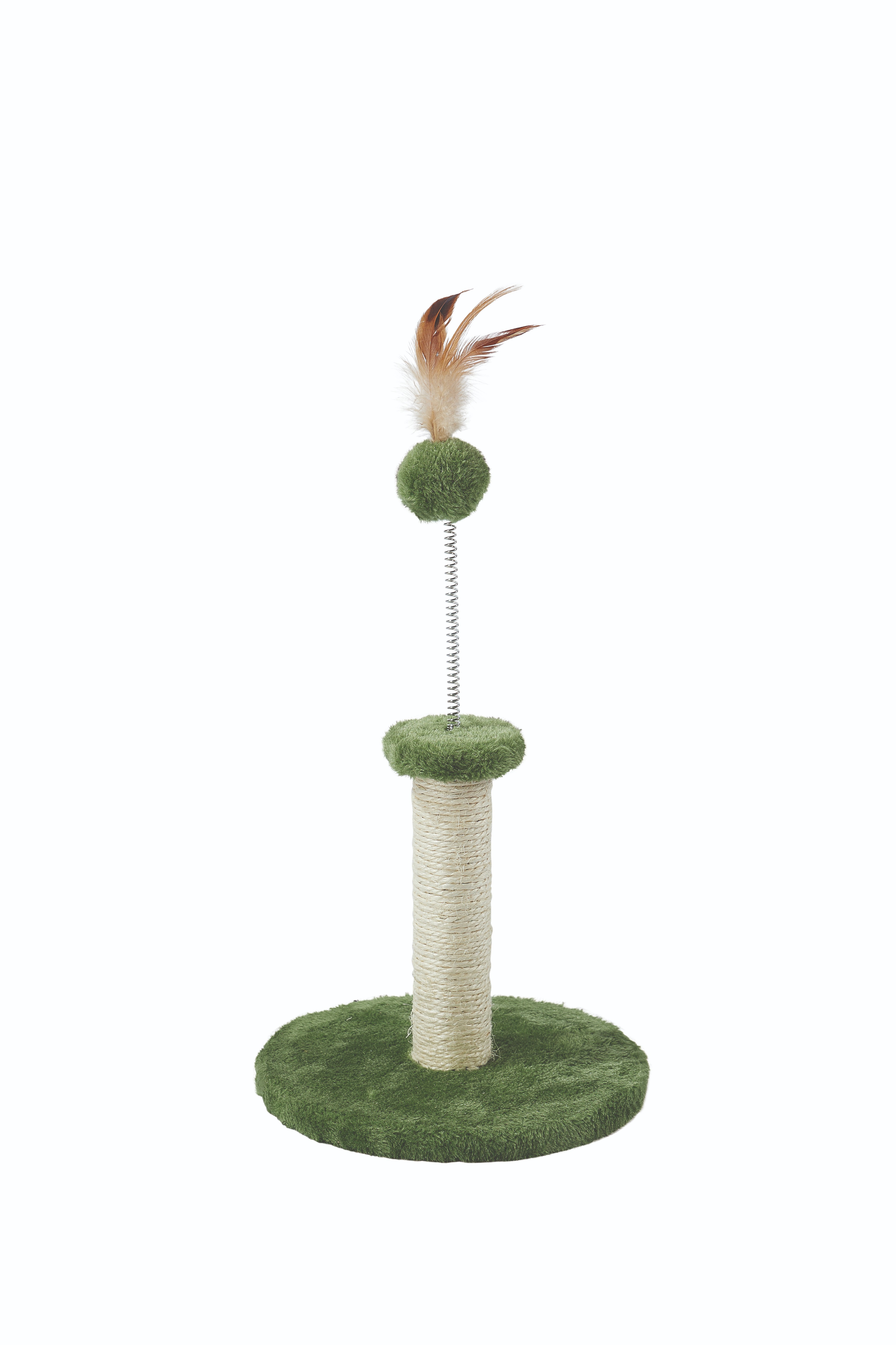 M-Pets My 1st Cat Tree Škrabadlo pre mačiatka zelené s perím 36 cm