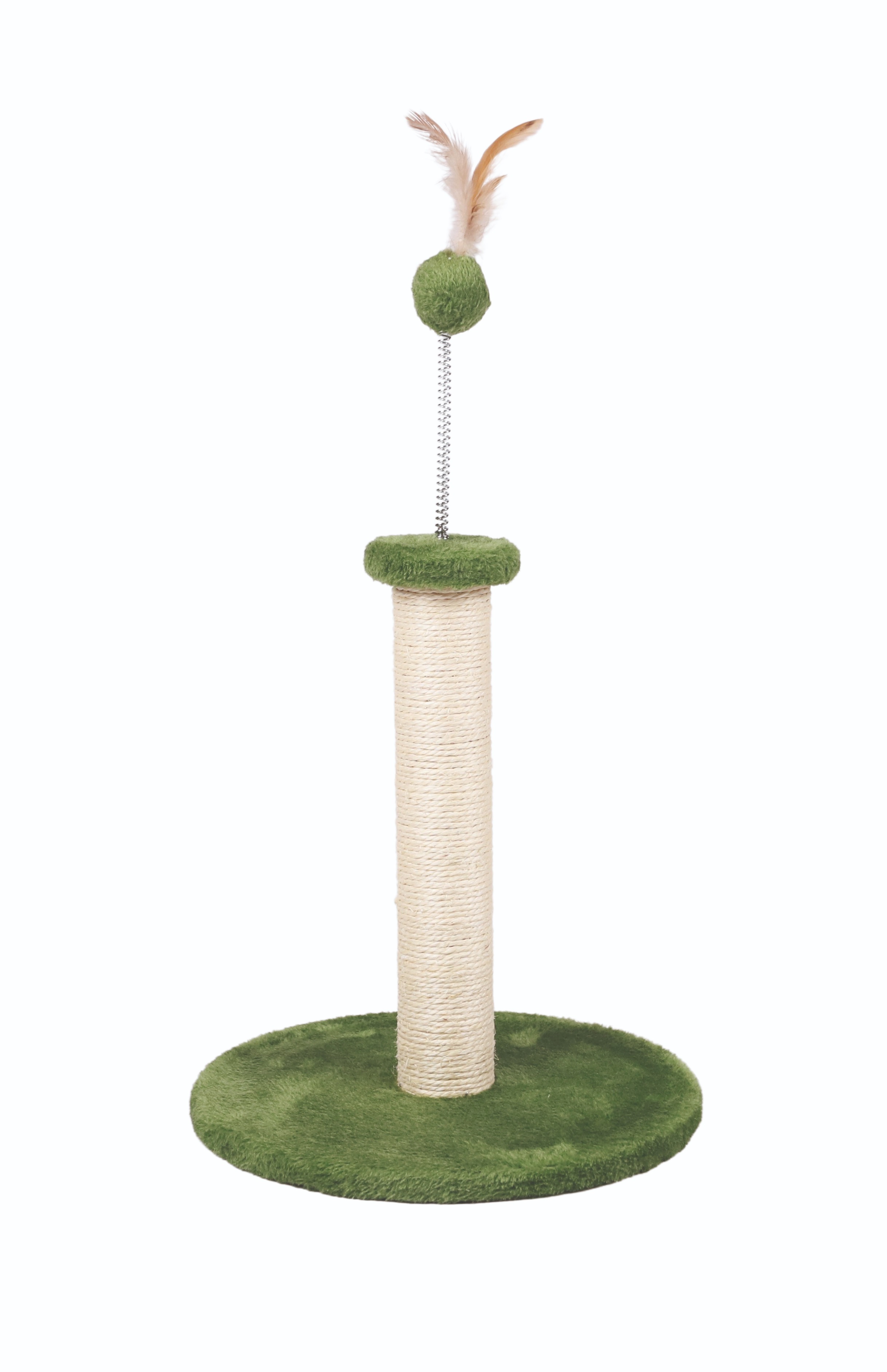 M-Pets My 2nd Cat Tree Škrabadlo pre mačky zelené s perím 48 cm