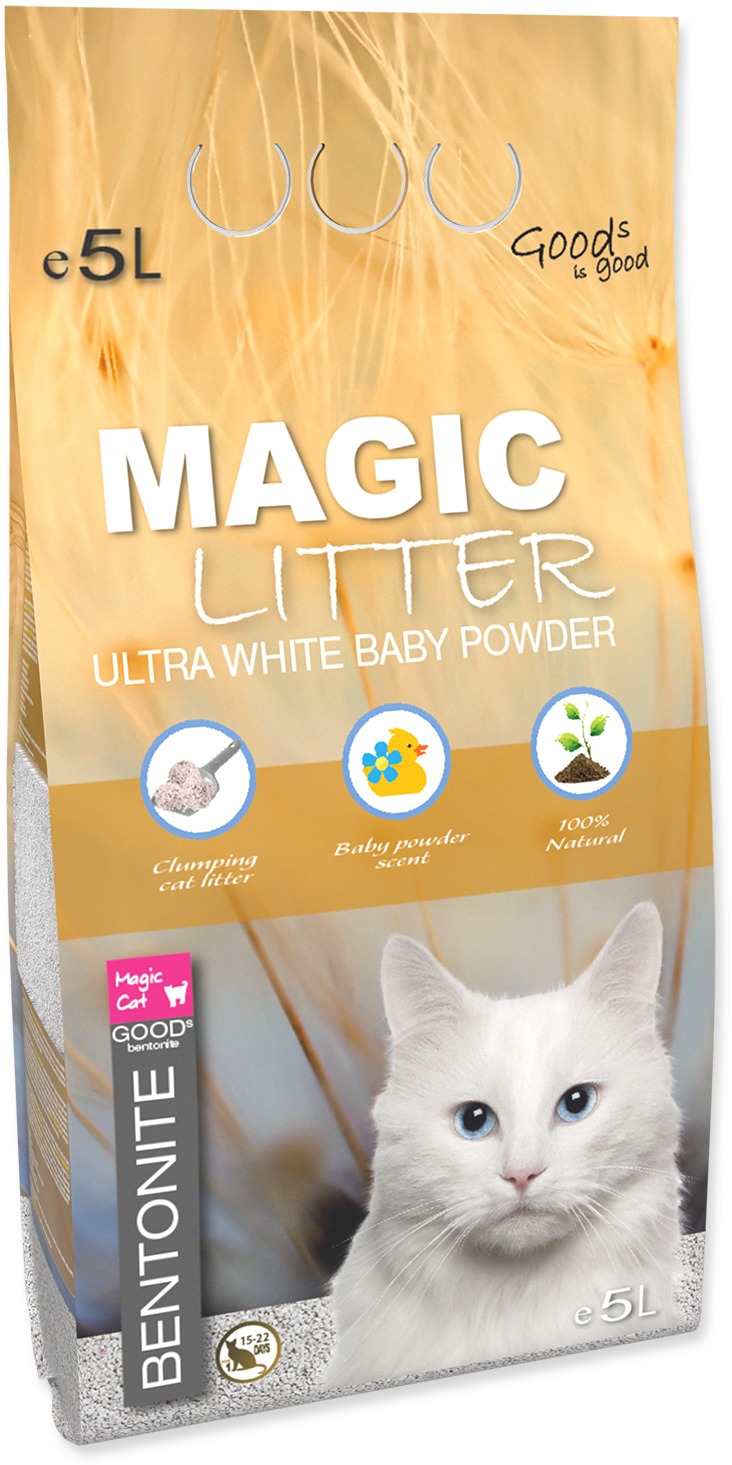 MAGIC PEARLS Podstielka ML Bentonite Ultra White Baby Powder 5 l