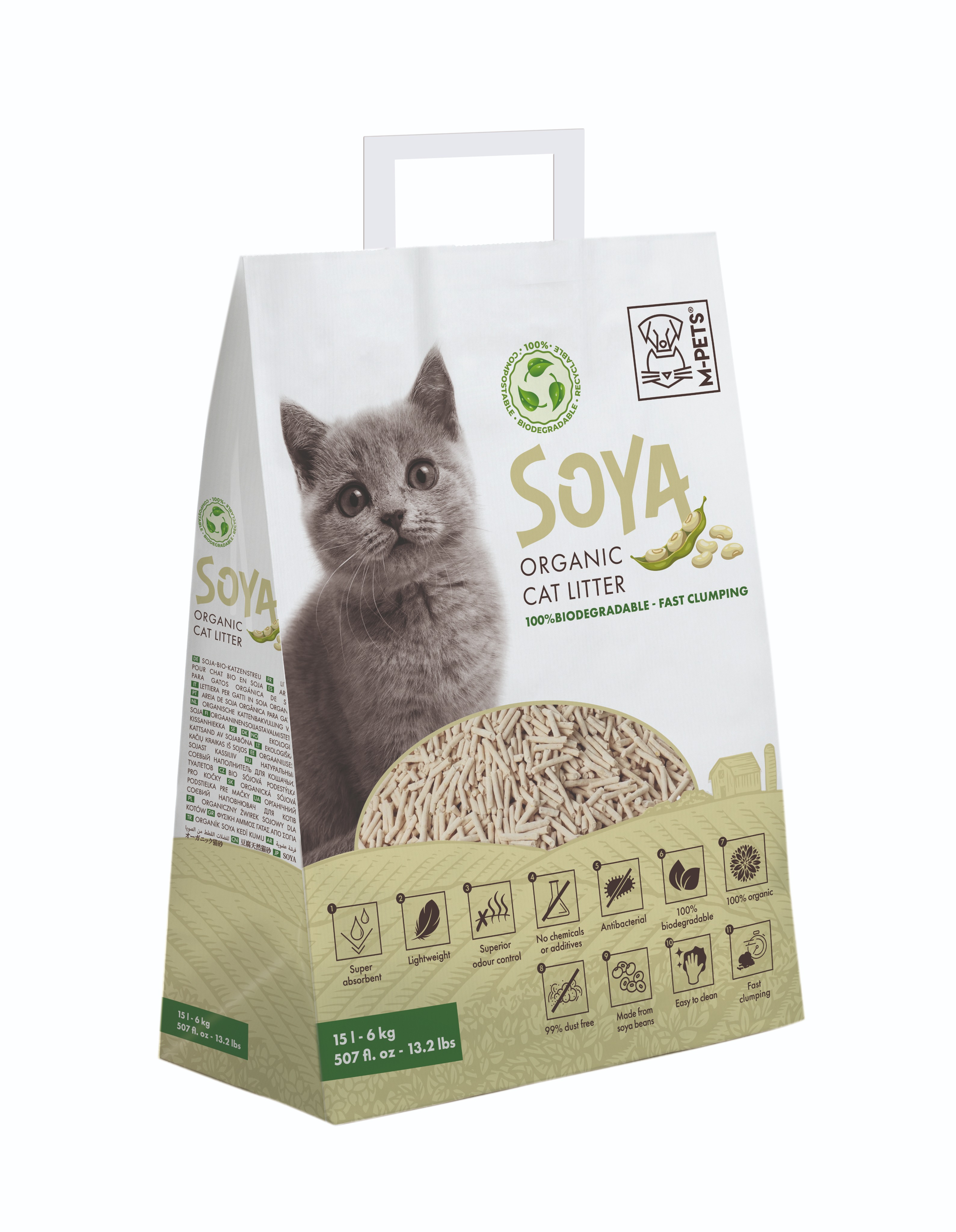 M-Pets Stelivo sójové prírodné 15 l