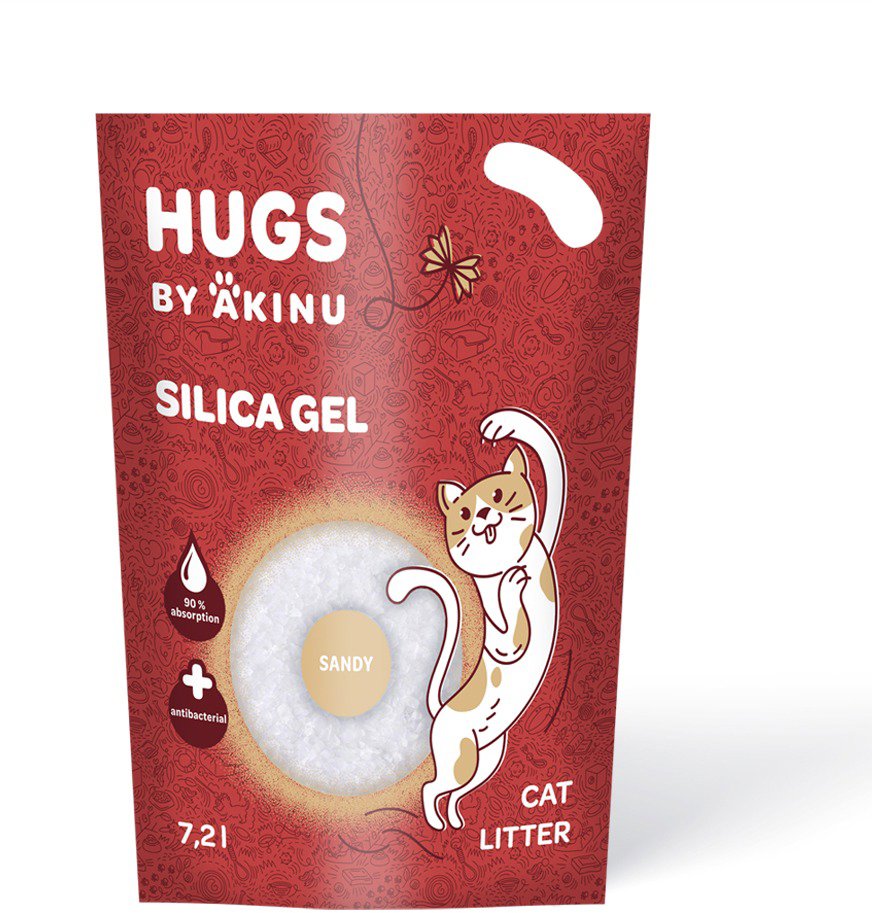 HUGS BY AKINU Silika gél Sandy jemný biely podstielka 7,2 l
