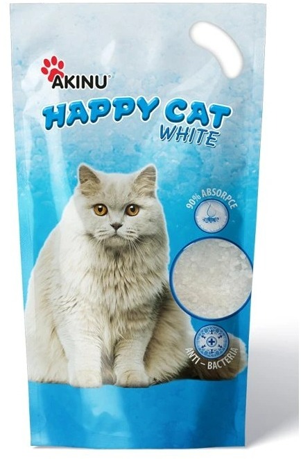 Akinu HAPPY CAT Silika gél biely podstielka pre mačky 3,6 l