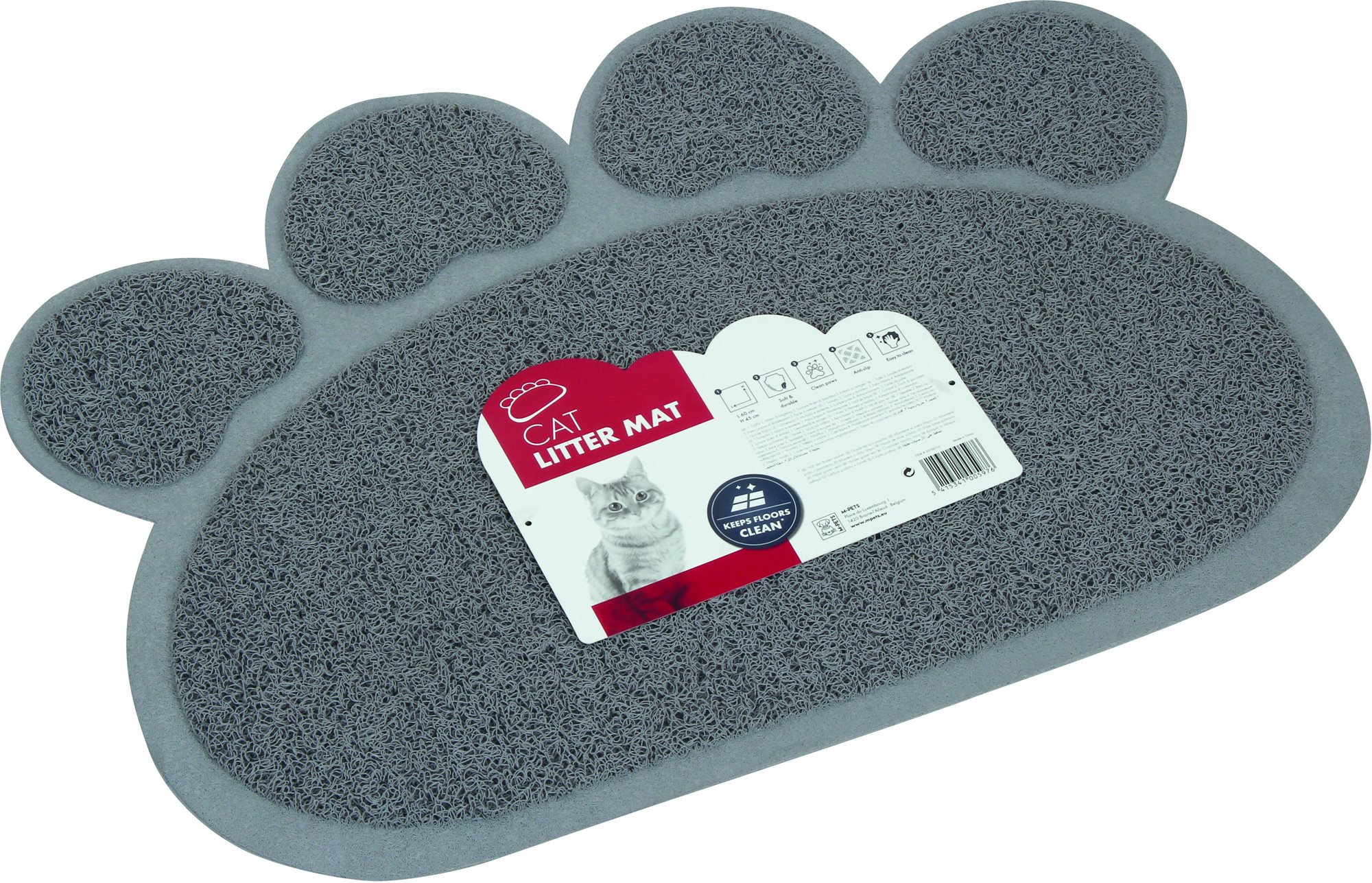 M-Pets Predložka labka k mačacej toalete 60 × 45 cm sivá