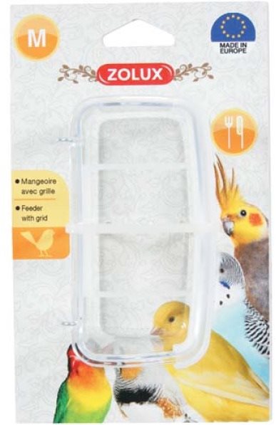 Zolux Kŕmidlo pre vtáky plastové s deliacou mriežkou 10 cm