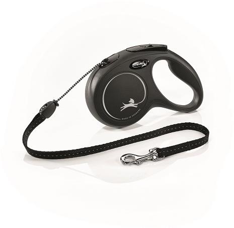 Flexi New Classic lanko čierne M 5 m do 20 kg