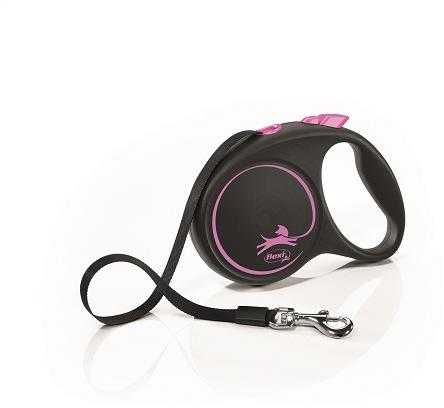 Flexi Black Design lanko ružové M 5 m do 25 kg