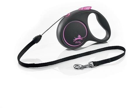 Flexi Black Design lanko ružové S 5 m do 12 kg
