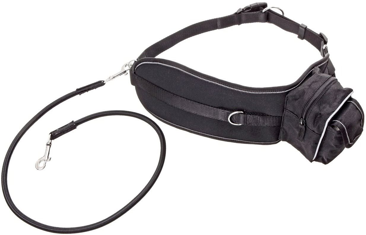 Karlie Športový pás s vôdzkou čierny 65 – 120 cm