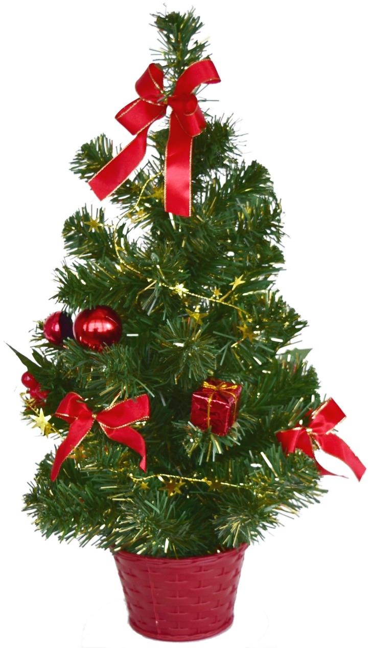 BerryHome Vianočný stromček zdobený – červený, 50 cm