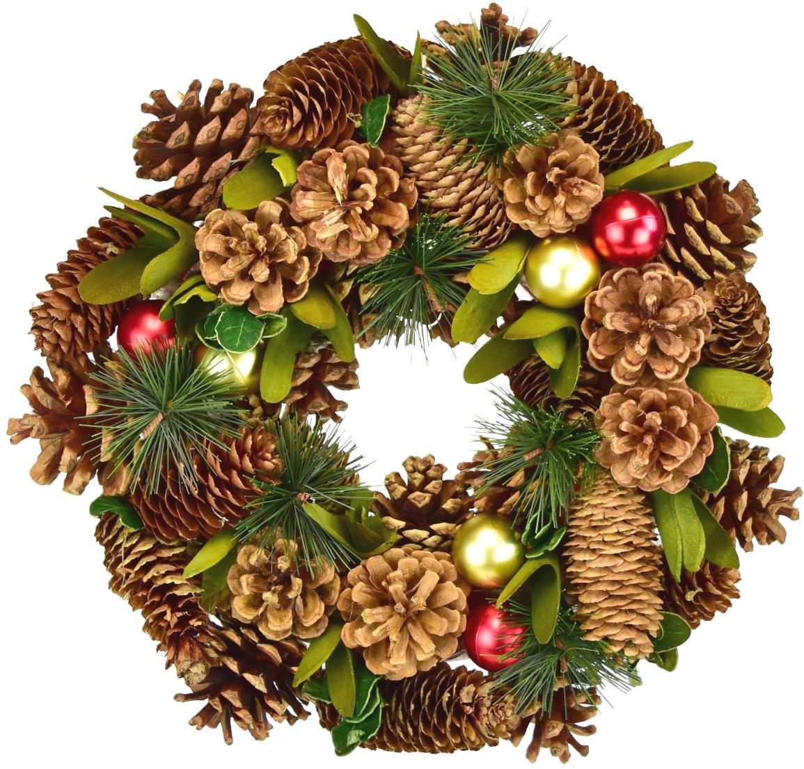 BerryHome Vianočný veniec – so šiškami, 30 cm