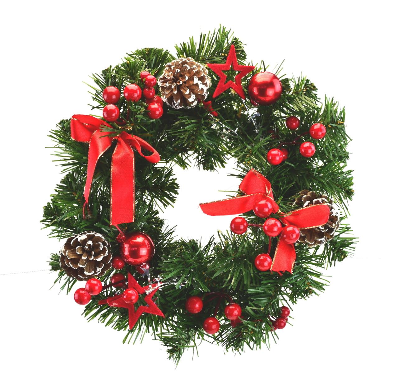 BerryHome Vianočný veniec – s bazami, 30 cm