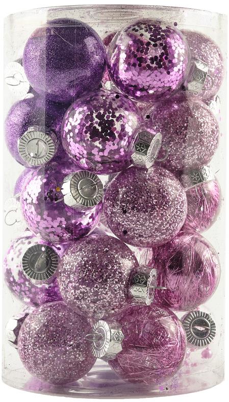 DECOLED Sada ozdôb, priem. 6 cm, fialová