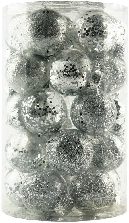 DECOLED Sada ozdôb, priem. 6 cm, strieborná