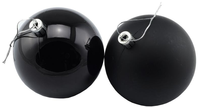 DECOLED Plastové gule, priem. 8 cm, čierne, 12× matná, 12× lesklá