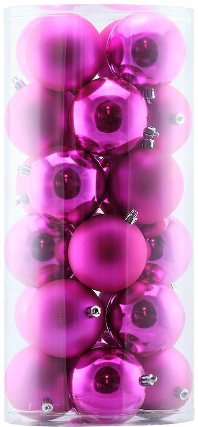 DECOLED Plastové gule, priemer 8 cm, ružové, 12× lesklá, 12× matná
