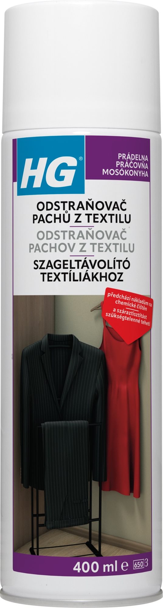 HG odstraňovač pachov z textilu 400 ml