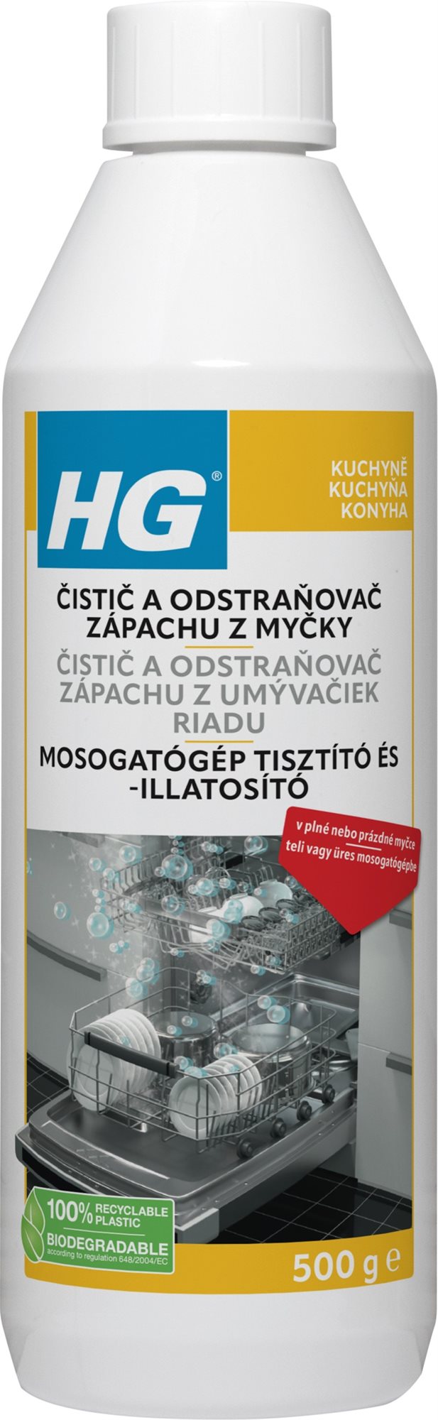 HG čistič a odstraňovač zápachu z umývačky riadu 500 ml