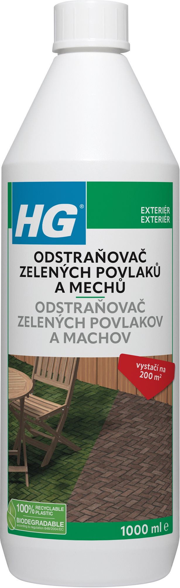 HG odstraňovač zelených povlakov a machov – priamo na použitie 1 l