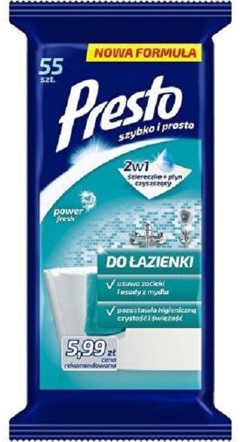 PRESTO čistiace obrúsky do kúpeľne 55 ks