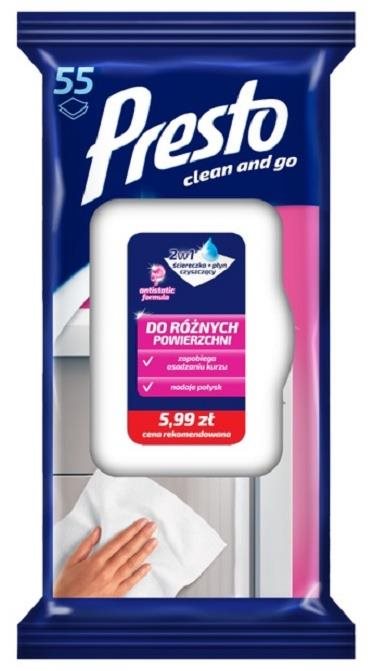 PRESTO čistiace utierky na rôzne povrchy 55 ks