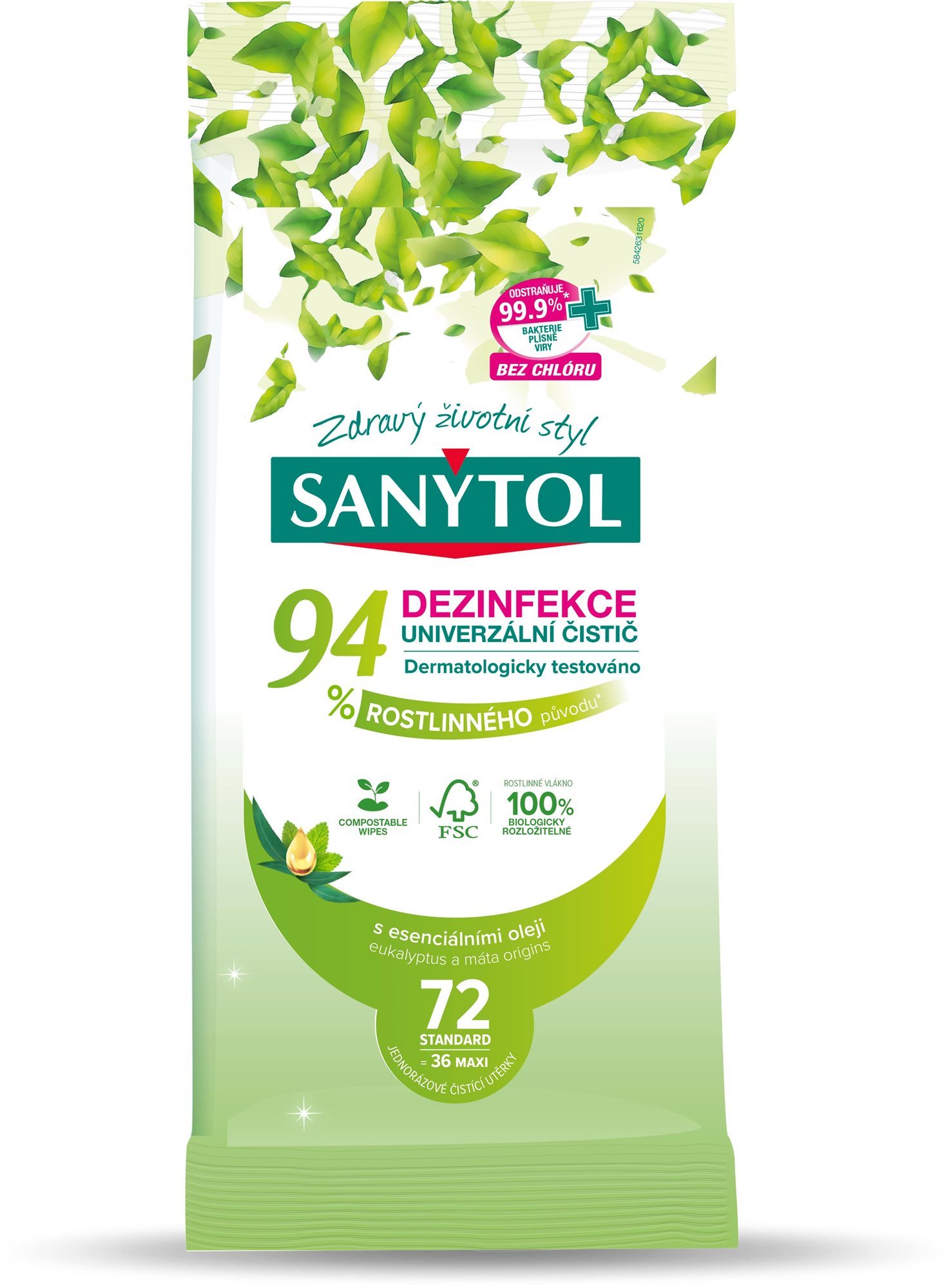 SANYTOL dezinfekcia 94 % rastlinného pôvodu utierky 36 ks
