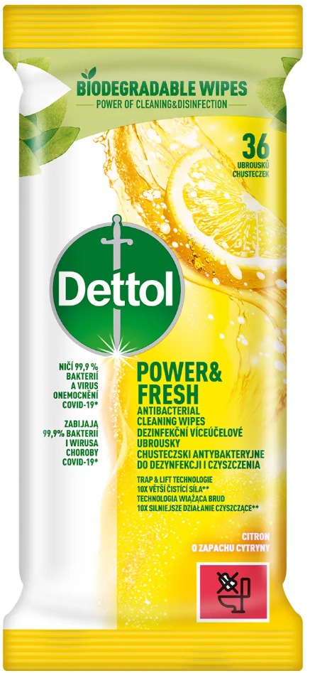 DETTOL Antibakteriálne obrúsky na povrchy Citrón 36 ks
