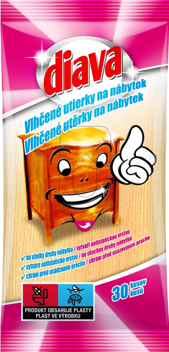 DIAVA vlhčené utierky na nábytok 30 ks