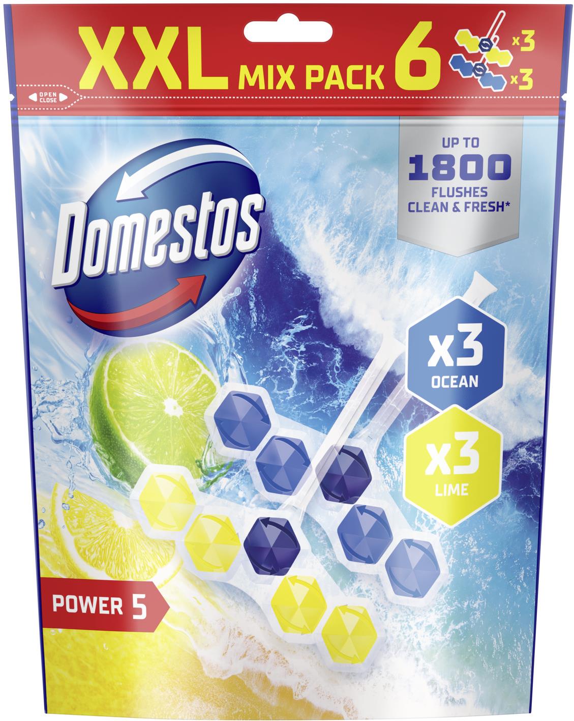 DOMESTOS Power5 osviežujúca bloková zmes Limetka/Oceán 6× 50 g