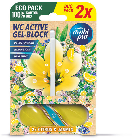 AMBI PUR WC Active gél-blok citrón & jazmín 2× 45 g