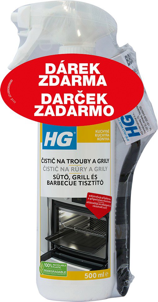 HG čistič na rúry a grily + kefa 500 ml
