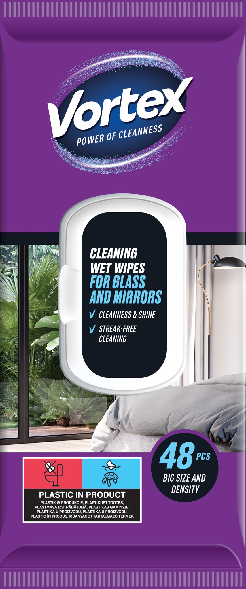 VORTEX Utierky na sklo a zrkadlá 48 ks